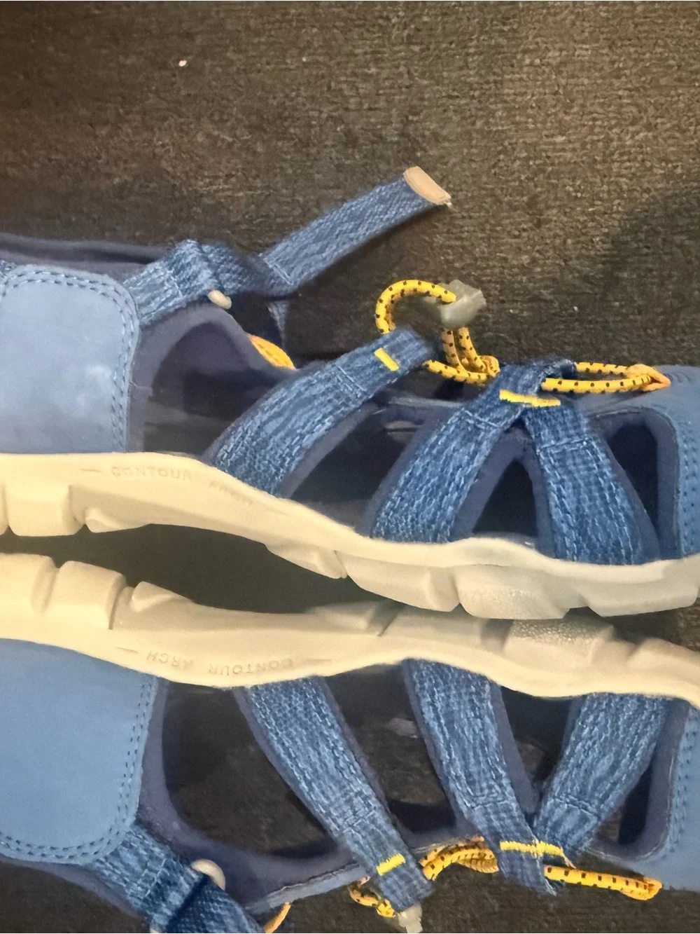 Keen Kids Blue Outdoor Sport Sandals with Yellow Accents 6 boys